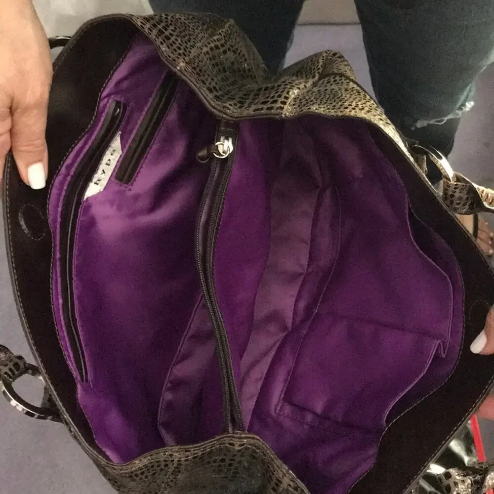 Hype Textured Metallic purple interior handbag